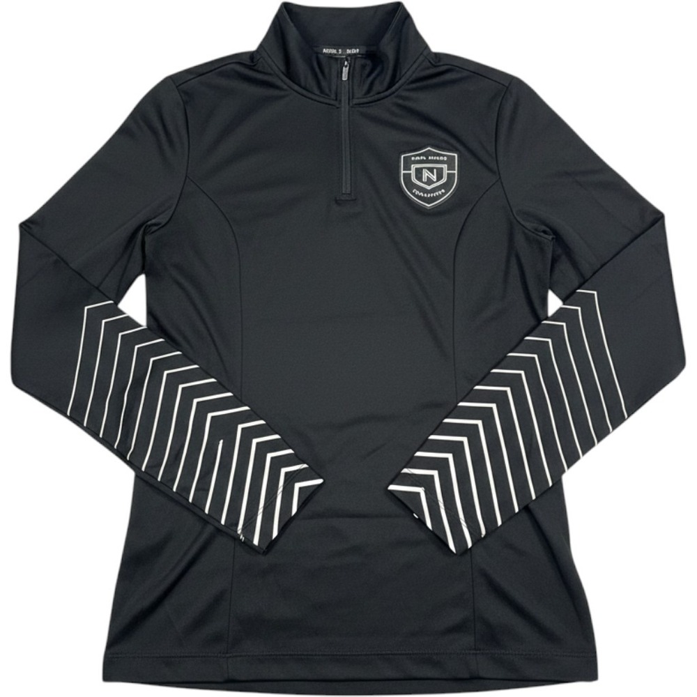 Noel Asmar Equestrian Black Chevron Sleeve Quarter Zip Sun Shirt Womens Large